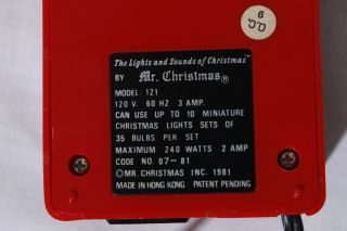 Vintage 1981 Mr.  Christmas Lights and Sounds Control Box Red Model 121 3