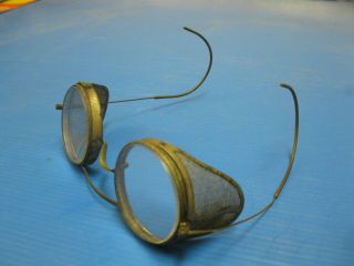 Vintage Safety Glasses Wire Metal Frame Mesh Side Shields Steampunk Chopper