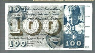 Vintage Switzerland 100 Swiss Franc Banknote 57e83767