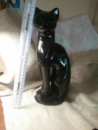 Vintage Mid Century Modern Tall Siamese Black Cat W/ Green Eyes Ceramic 2