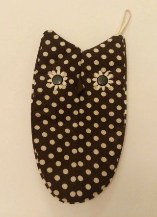 Vintage Owl Pot Holder Brown With White Polka Dots Neiman Marcus 1972