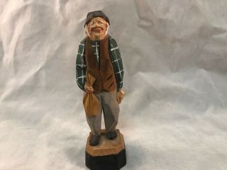 Vintage Wooden Carved Folk Art Nautical Figure Old Man Bum A Thibault Quebec