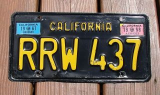 1967 1968 Vintage California Black License Plate (3,  Plates) Rrw 437