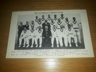 Vintage 1961 Australia Team In England Ashes Tour Cricket Postcard