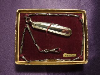 Vintage Sterling Silver Swank 2 Blade Pocket Pen Knife With Chain And Watch Fob