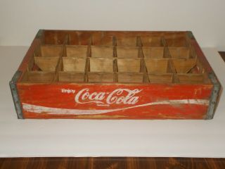 Vintage Enjoy Coca - Cola 24 Divided Wooden Pop Bottle Crate