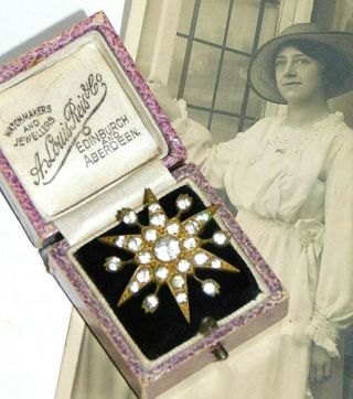 Antique,  Edwardian Art Deco Paste Star Burst Brooch Pin Vtg Jewellery