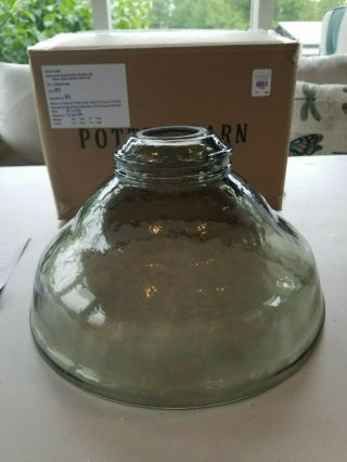 Pottery Barn Vintage Tinted Warbled Look Glass Hood Shade Large 11 " D 4026