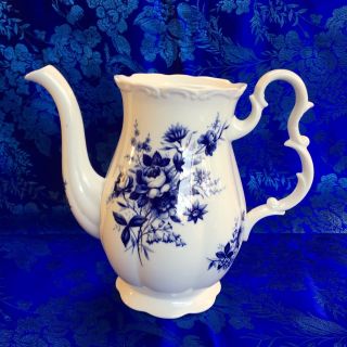 Vintage Royal Albert China England Blue Floral Connoisseur Coffee Pot No Lid