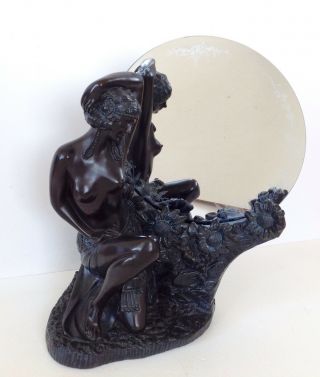 Vintage Bronzed Look Resin Art Deco Style Lady Flapper Figure/ Statue Mirror