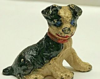 Antique Hubley Cast Iron Dog Boston Terrier Puppy Figurine Vintage Place Holder