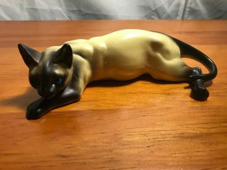 Vintage Mid Century Enesco Ceramic 9 1/2 " Siamese Cat Figurine