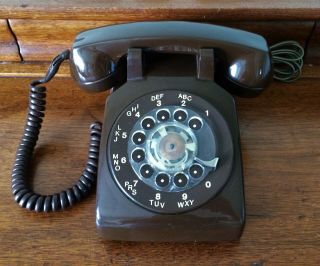 Vintage Northern Telecom Rotary Dial Table - Top Telephone Chocolate Brown