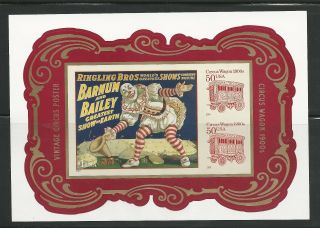 2014 4905b Vintage Circus Souvenir Sheet Imperf Without Die Cuts