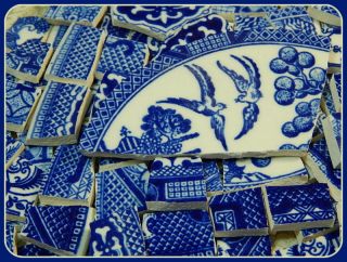 China Mosaic Tiles 150 Of Vintage Blue Willow 150 Mosaic Tiles