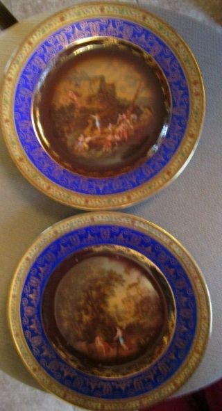 Vintage Set Of 2 Czech Porcelain Rembrandt Cabinet Plates