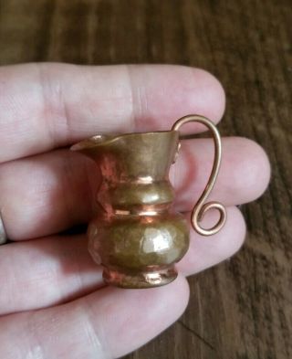 Vintage Dollhouse Miniature Artisan Copper Metal Pitcher Small Tiny Ewer