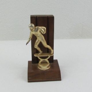 Vintage Metal Football Trophy On Wood Base