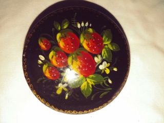Vintage Signed Russian Handpainted Lacquered Fruit Brooch/pin