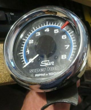 Vintage Sun Tach Ii Tachometer 8000 Rpm Rat Rod Auto