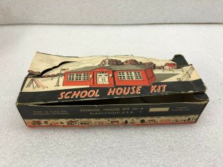 Vintage Plasticville School House Building Kit Complete w/ Box 1950 ' s 7