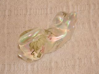 Vintage FENTON Glass Pouncing Cat Kitten French Opalescent Hand Painted QVC 3