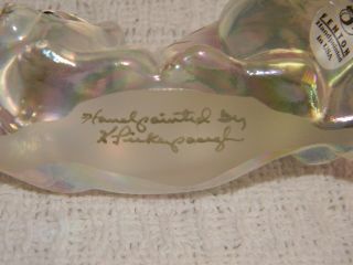Vintage FENTON Glass Pouncing Cat Kitten French Opalescent Hand Painted QVC 8