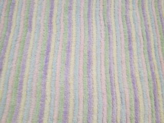 Vtg Pastel Rainbow Striped Cotton Chenille Bedspread Fabric Piece 23.  5 X 36 "