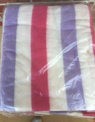 Vntg Beacon Camp Blanket Package 60s Rayon Blend Pastel Stripes Full