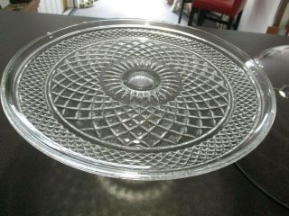 Vintage Clear Cut Glass Pedestal Cake Stand With Dome Cover 4