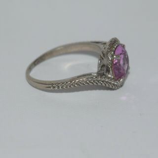 Vintage 10k White Gold Pink Topaz Ring by Samuel Aaron 1.  75 ct s 6.  5 3.  2gm 2