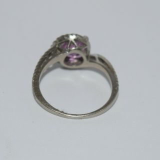 Vintage 10k White Gold Pink Topaz Ring by Samuel Aaron 1.  75 ct s 6.  5 3.  2gm 3