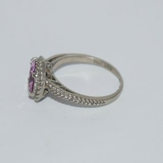 Vintage 10k White Gold Pink Topaz Ring by Samuel Aaron 1.  75 ct s 6.  5 3.  2gm 4
