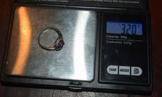 Vintage 10k White Gold Pink Topaz Ring by Samuel Aaron 1.  75 ct s 6.  5 3.  2gm 6