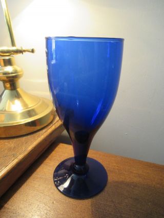 Vintage Bristol Blue / Cobalt Blue Large Wine Glass