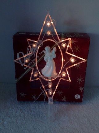 Vintage Angel Star Designers Deluxe Fancy Lighted Tree Topper 11 Lights Box Vgc