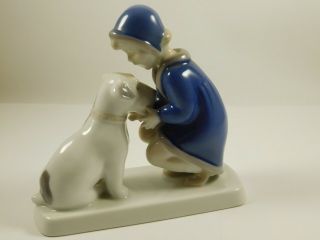 Vintage Bing and Grondahl B & G Figurine “Girl With Dog” 2163 Denmark 2