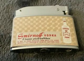 Vintage Smirnoff Vodka Enamel Flat Advertiser Cornwall Automatic Pocket Lighter