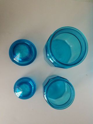 2 Vintage Blue Glass Apothecary L.  E.  SMITH Canister Jar jars med small 3