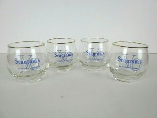 Seagrams Canadian Whisky Vo On The Rocks Glasses Vintage Set Of 4