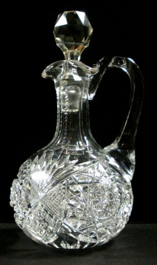 Vintage Crystal Cut Glass Oil & Vinegar Cruet Bottle