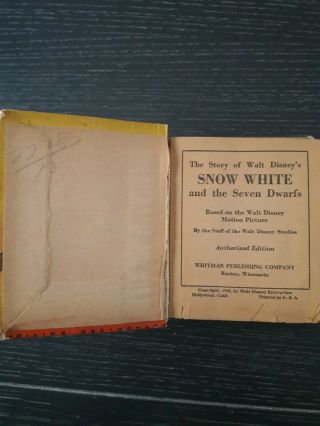 True Vintage Books Walt Disney ' s Snow White and the seven dwarfs.  1938 4