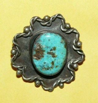 Vintage Old Pawn Native American Navajo Sterling Silver W/ Turquoise Pendant