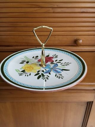 Vintage Stangl Pottery Country Garden Center Handle Serving Plate