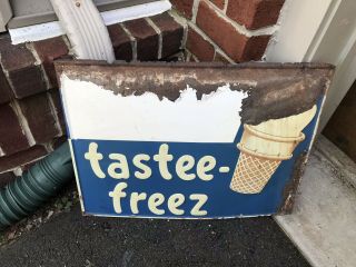 Vintage Tastee Freez Embossed Metal Restaurant Advertising Sign