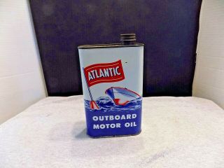 Vintage Atlantic Outboard Motor Oil Can Empty