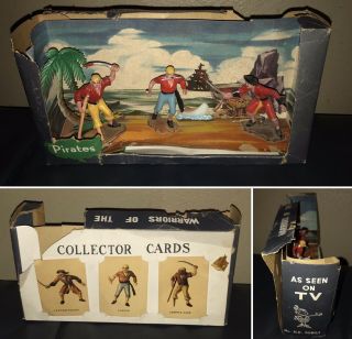 Vintage Marx Warriors Of The World Toy Pirate Figures Set Boxed With All 3 Cards