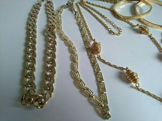 Bundle Gold Plated Gold Tone Chains Necklaces Bracelets Bangles Some Vintage 2