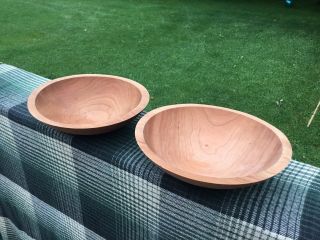 Set Of 2 Vintage Granville Company Made In Vermont Wooden Salad Bowls 8” Vgc