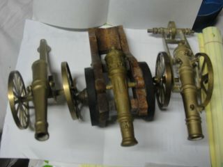 (3) Estate Find Vintage Brass Military Cannon